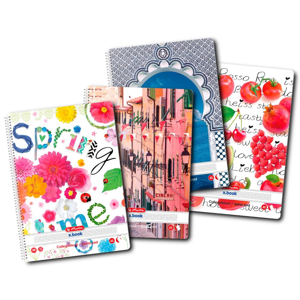 Herlitz 9484740 Caiet A5 dictando 100 file legare cu spira coperta fata carton lucios policromie, 6423967030417 6423967029978