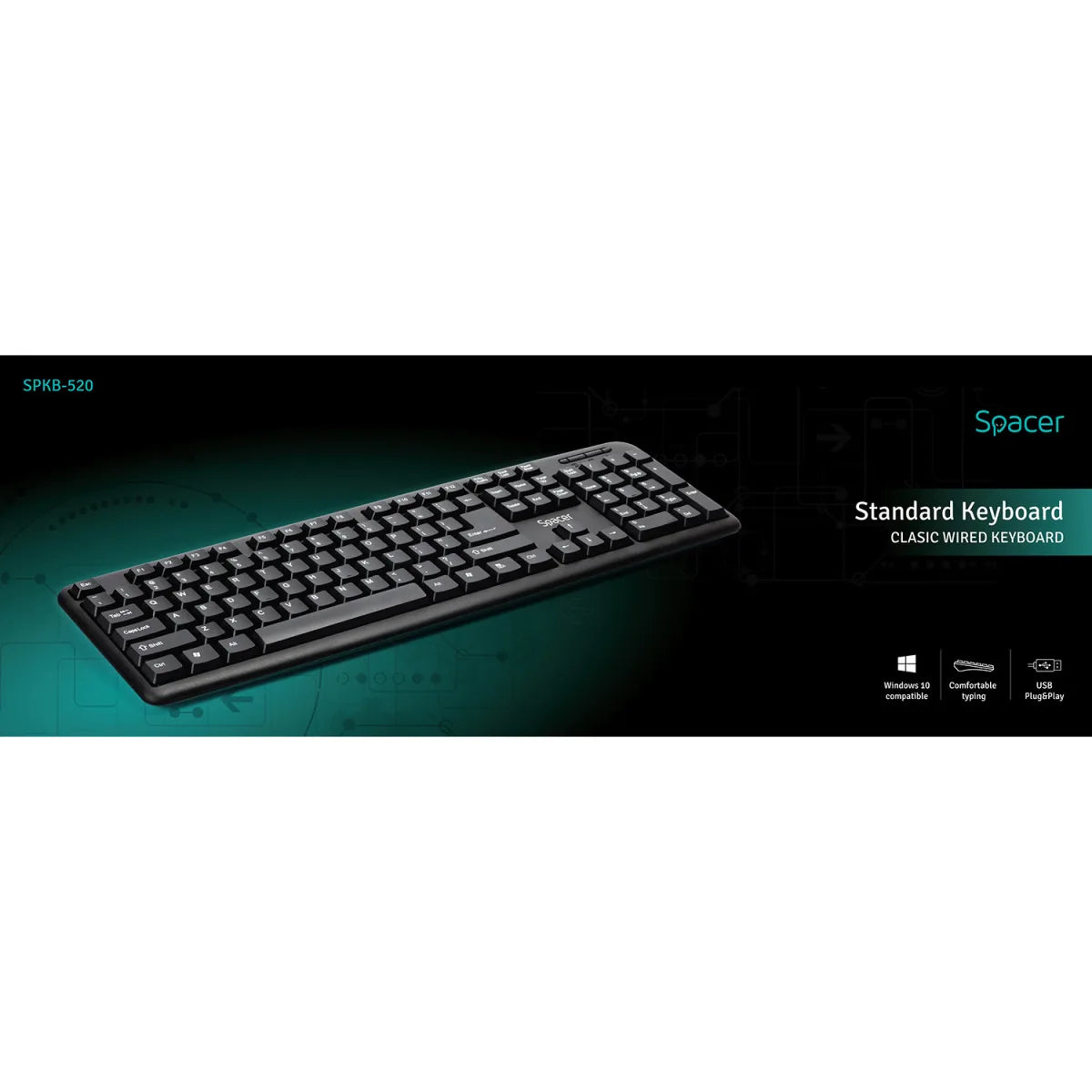 Spacer SPKB-520 Spacer TASTATURA USB, 104 taste, anti-spill, black 5949046600728