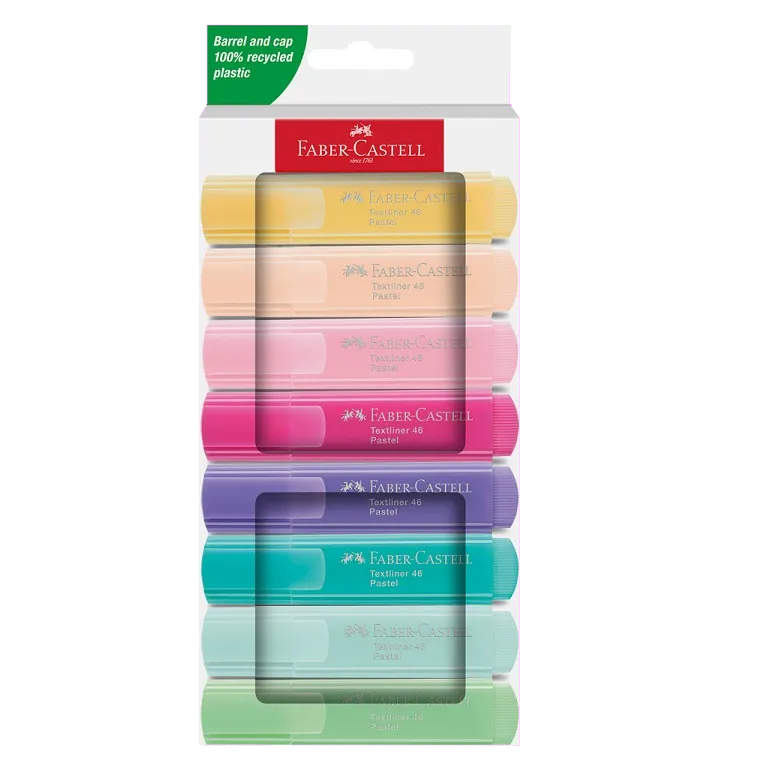 Faber-Castell FC254658 1546 Set 8 textmarkere culori pastel, cutie carton, 4005402546589