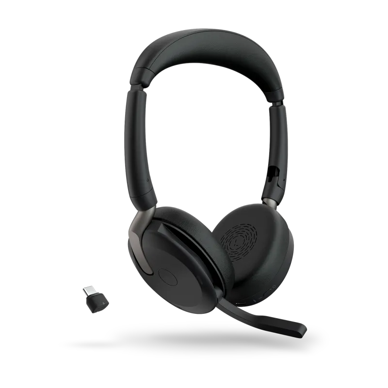 Jabra 26699-989-899 Casca EVOLVE2 65 Flex UC fara fir, Binaural, On-Ear, USB-C via Link 380c, Black, 5706991029109