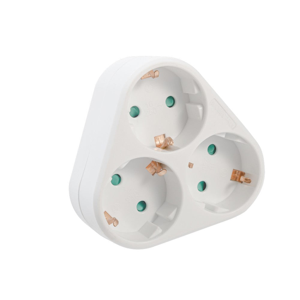Spacer SPMS-3-WH Triplu Stecher, max 3500W, 16A, protectie copii, 3 prize Schuko, 5949046612042