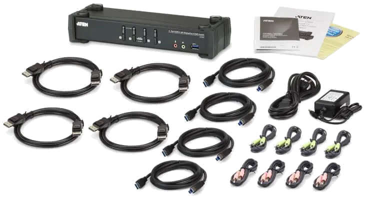 Aten CS1924-AT-G Switch KVMP CS1924 4-Port 4K DisplayPort, USB 3.0 (include cabluri), 4719264644771