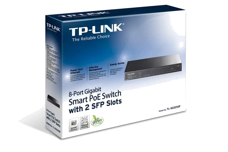 TP-Link TL-SG2210P TL-SG2210P smart switch 8 porturi Gigabit PoE 61W IEEE 802.3af metal, 6935364022013
