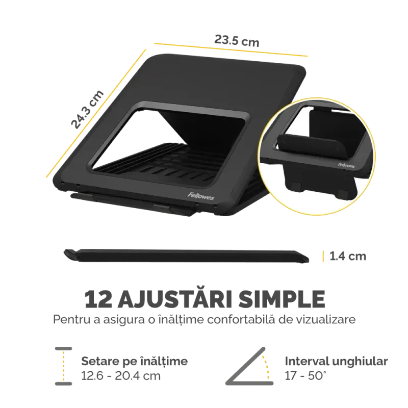 Fellowes 100016558 Breyta Laptop Stand Black suport laptop 14inch si maxim