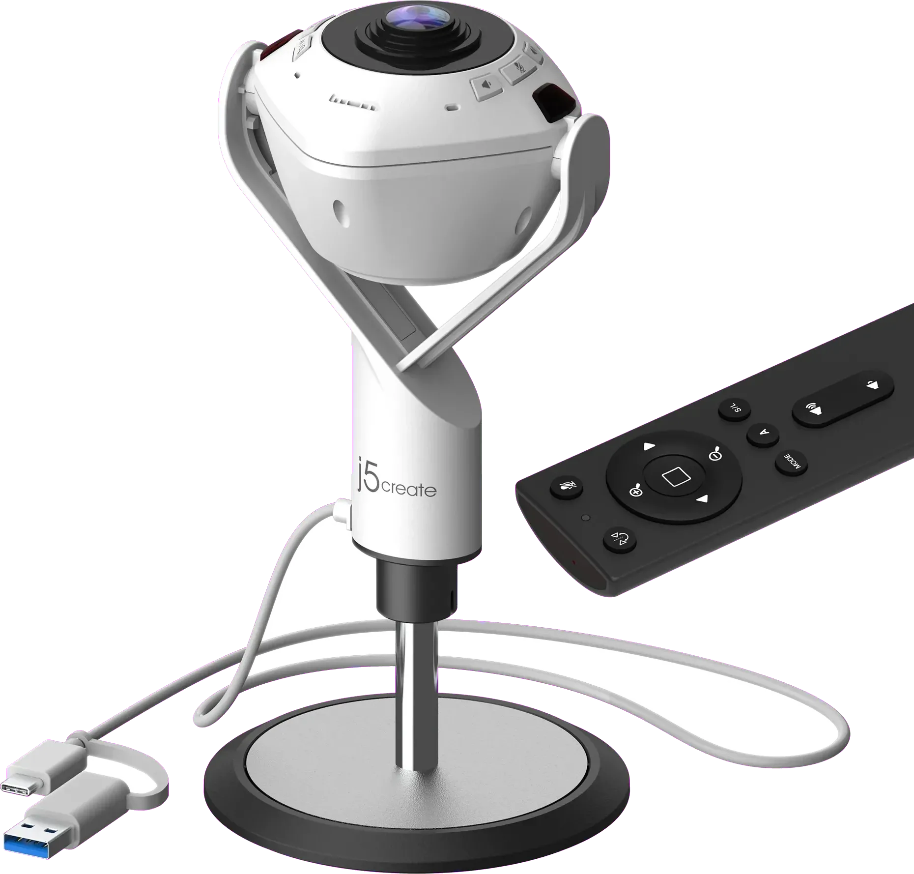j5create JVU368-N 360 AI-Powered All Around Webcam with Speakerphone, 4712795086720