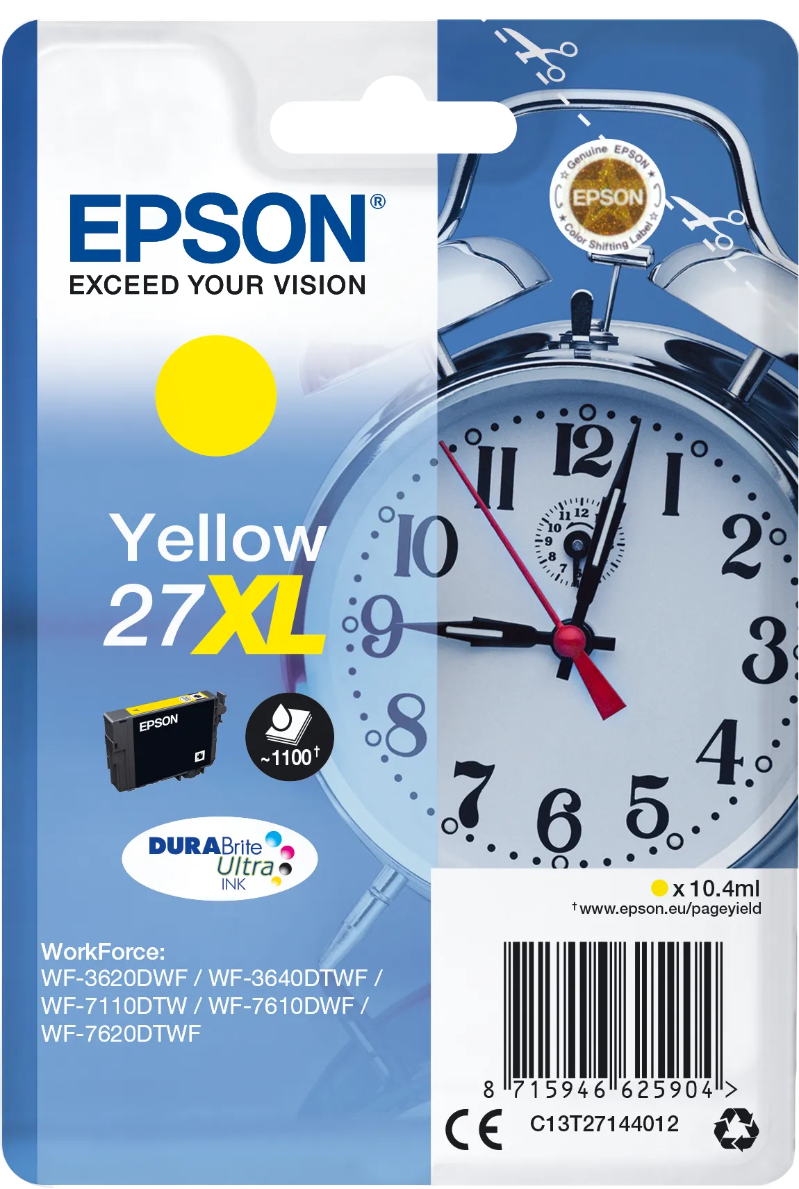 Epson C13T27144012 Cartus cerneala 27XL yellow, high capacity, 10.4ml 1100 pagini, 8715946625904