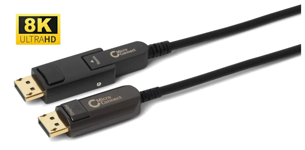MicroConnect DP-MMG-5000MBV1.4OP Premium active Optic Cable mini DP to DP includes adapter to DisplayPort 1.4 50m, 5704174034872