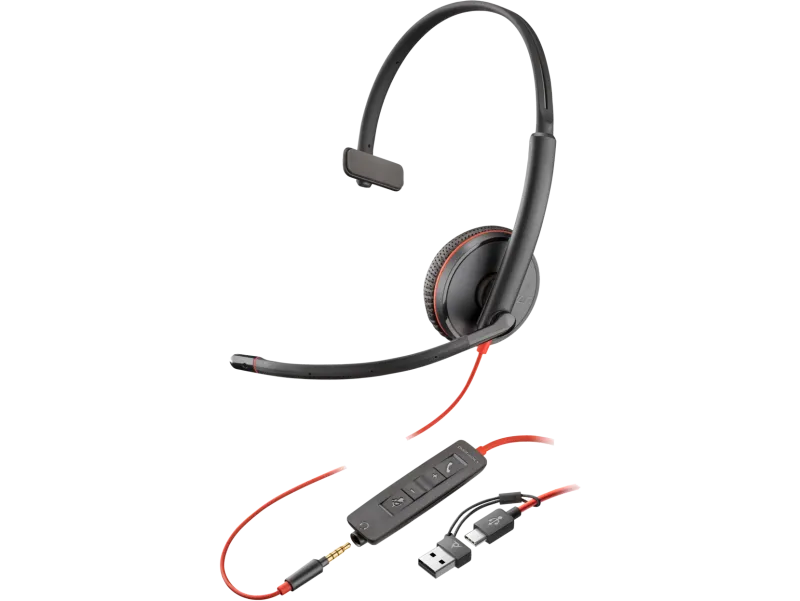 HP 8X227AA Poly Casca Blackwire 3215 cu fir, Monoaural, On-Ear, USB-C/USB-A, Jack 3.5mm, 197498429342