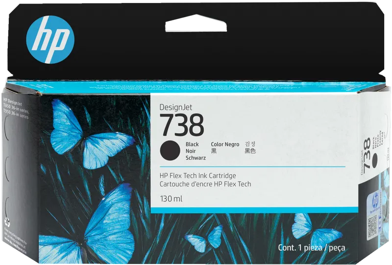 HP 498N4A HP 738 130-ml Black DesignJet Ink Cartri, 196068358853