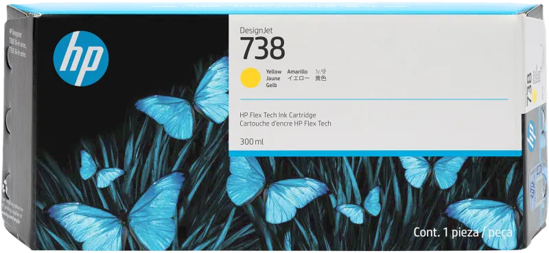 HP 676M8A HP 738 300-ml Yellow DesignJet Ink Cartr, 196548336180
