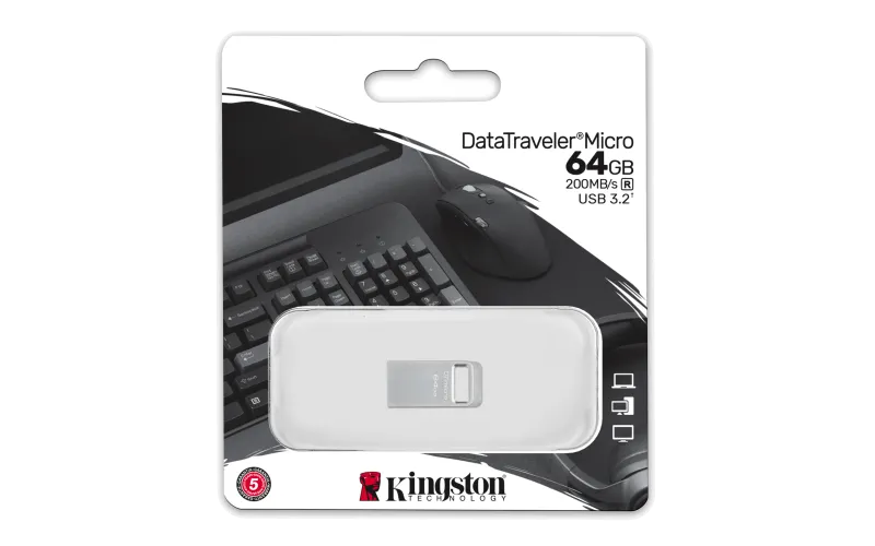 Kingston DTMC3G2/64GB Memorie 64GB DataTraveler Micro 200MB/s Metal USB 3.2 Gen 1, 740617328066
