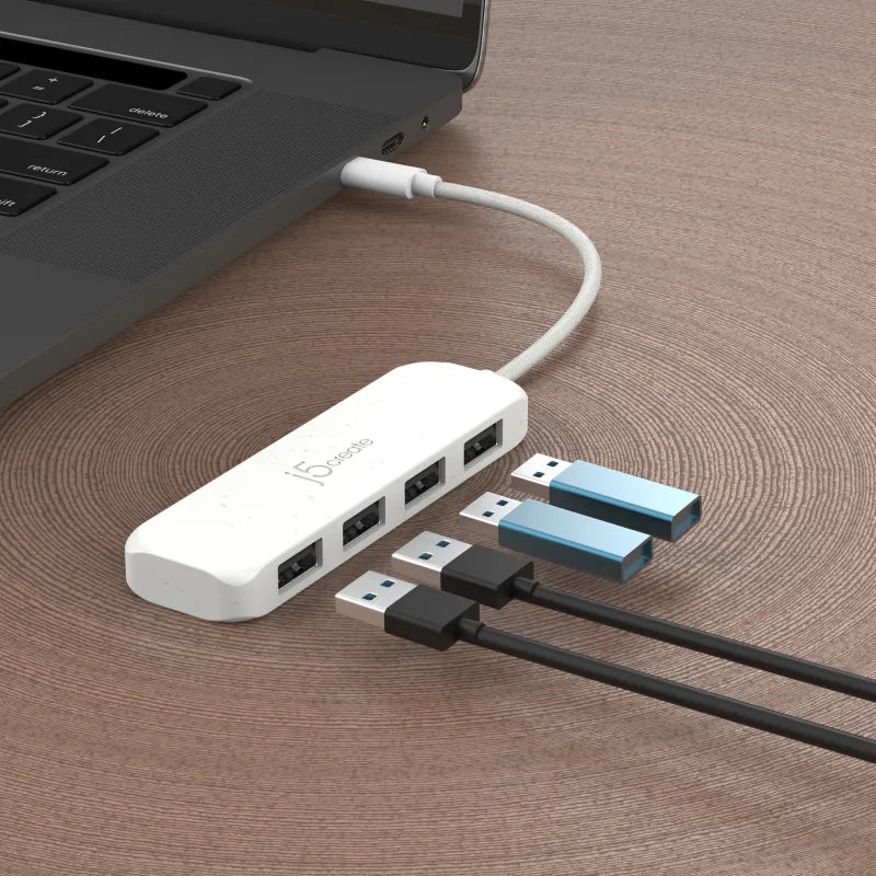 j5create JCH341EW-N Eco-Friendly USB-C HUB JCH341E, Gen 2, 10 Gpbs, 4 x USB-A, Pure White, 4712795087765