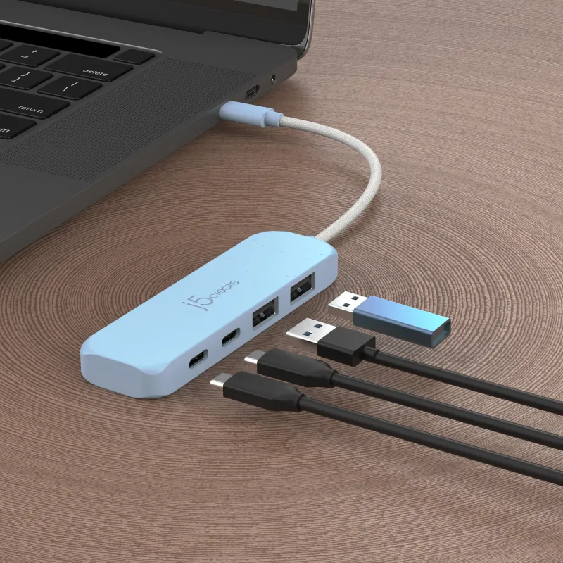 j5create JCH342EC-N Eco-Friendly USB-C HUB JCH342E, Gen 2, 10 Gpbs, 2 x USB-A, 2 x USB-C, Cyan, 4712795087819