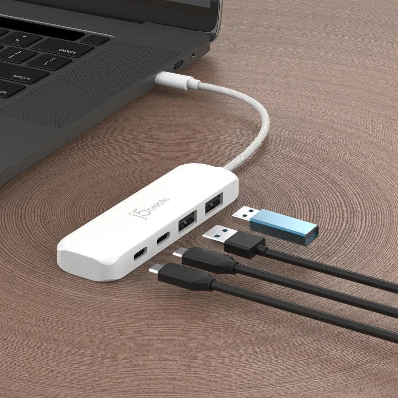 j5create JCH342EW-N Eco-Friendly USB-C HUB JCH342E, Gen 2, 10 Gpbs, 2 x USB-A, 2 x USB-C, Pure White, 4712795087796