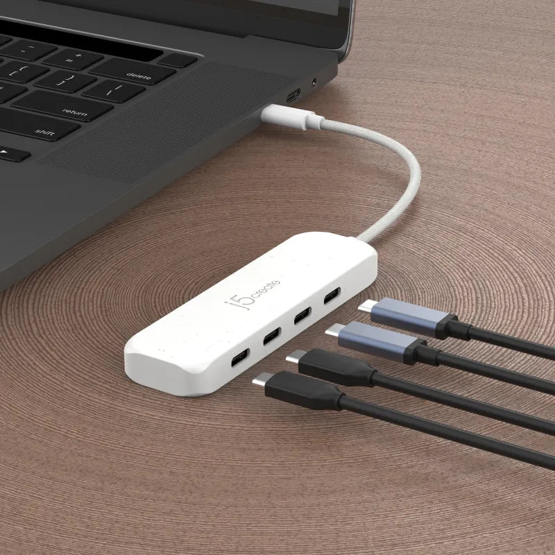 j5create JCH345EW-N Eco-Friendly USB-C HUB JCH345E Gen 2, 10 Gpbs, 4 x USB-C, Pure White, 4712795087826