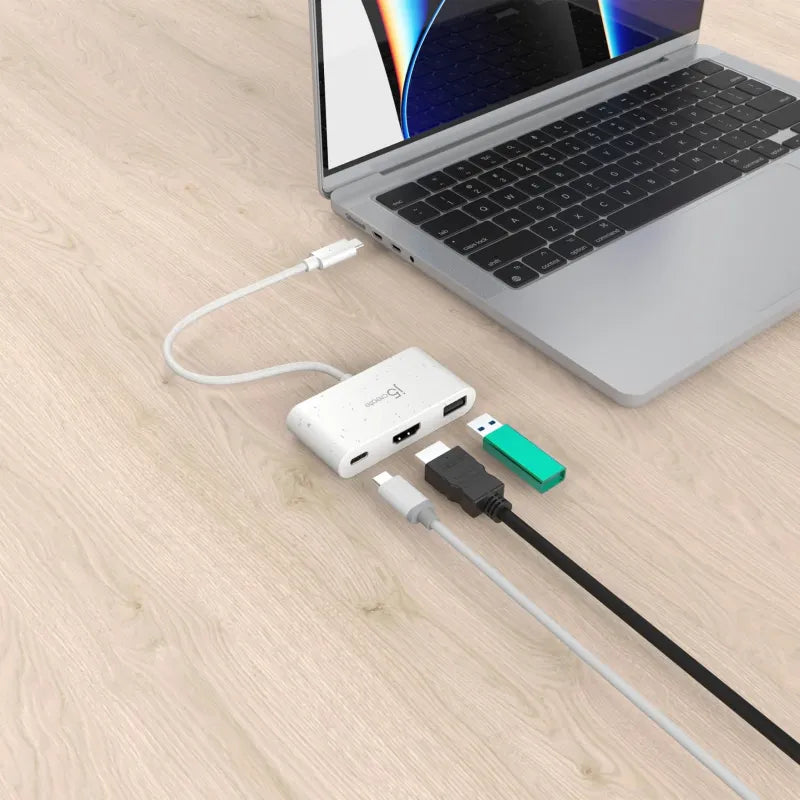 j5create JCA379EW-N Eco-Friendly USB-C Hub JCA379E, USB-C PD, 4K HDMI, USB-A, Pure White, 4712795087505