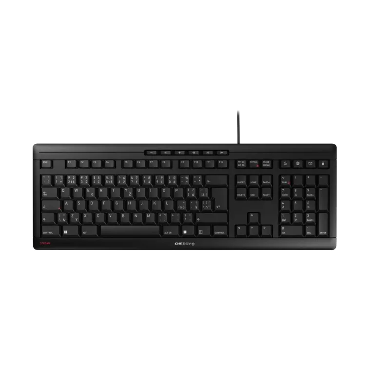 Cherry JK-8500CS-2 JK-8500 Tastatura STREAM, cu fir, CZ, SK, (Cehă/Slovacă) Layout, negru, 4025112091346