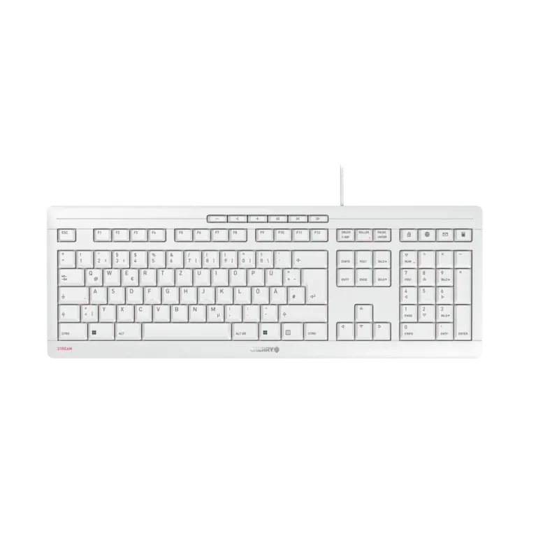 Cherry JK-8500DE-0 JK-8500 Tastatura STREAM, cu fir, DE (Germania) Layout, gri, 4025112090165
