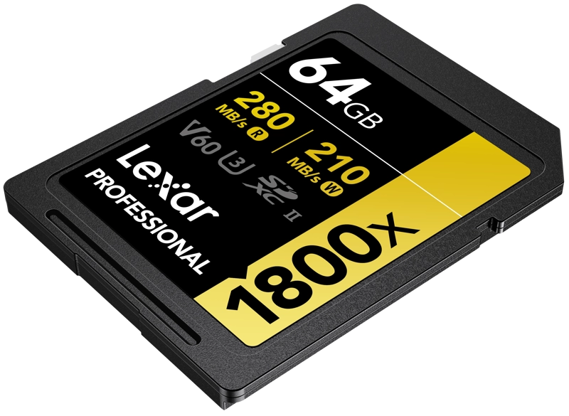 Lexar LSD1800064G-BNNNG SDXC Pro 1800x U3 UHS-II R280/W210 (V60) 64GB, 843367124497