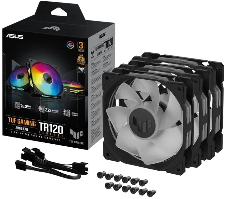 Asus TUF GAMING TR120 FAN ARGB RV BLACK 3IN1 TUF GAMING TR120 ARGB NEGRU REVERSE Ventilatoare Carcasa 120mm viteza 2000rpm, 4711387543436