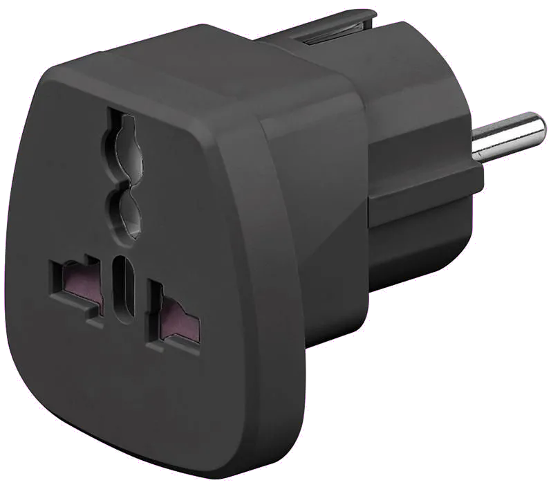 MicroConnect PETRAVEL-B Adaptor universal la Schucko de la UK, US, DK, CH, IT negru, 5712505056714