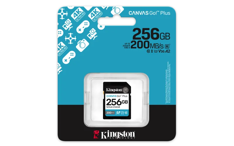 Kingston SDG4/256GB Canvas GO Plus 256GB Card de Memorie SD CL10, 740617347739