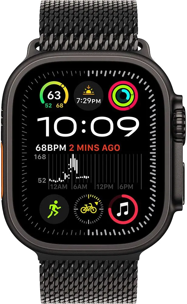 Apple MX4W3WB/A Watch Ultra2 v2 Cellular 49mm Black Titanium Case / Milanese Loop S, 195949585814