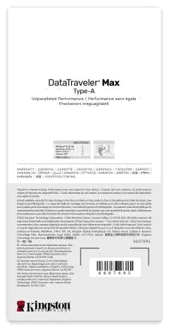 Kingston DTMAXA/256GB DataTraveler MAX Flash Drive 256GB USB3.2, R/W 1000/ 900 MB/s, USB-A, Black, 740617328370