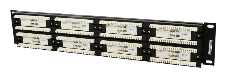 Gembird NPP-C648CM-001 Patch Panel 48 porturi, Cat6, 2U pentru rack 19", negru, 8716309079570