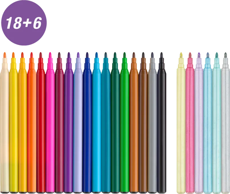 Faber-Castell FC554221 Carioca 18 + 6 culori cu tema unicorni.