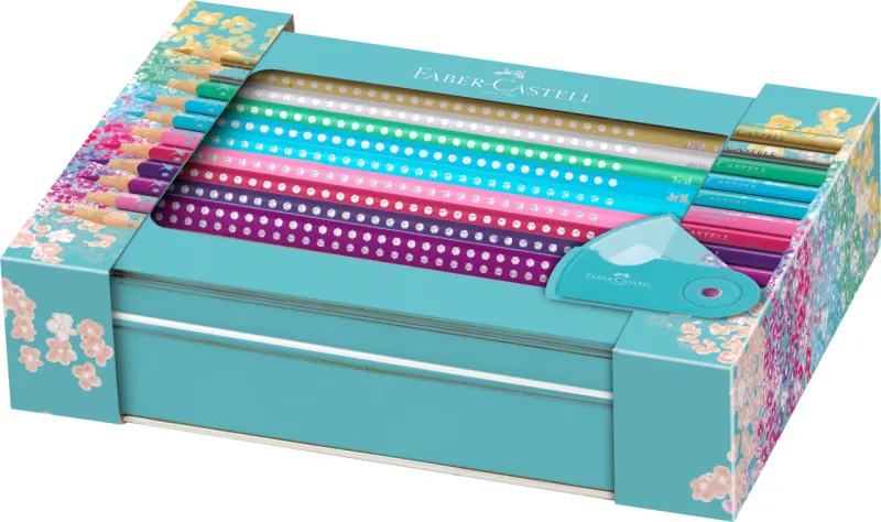 Faber-Castell FC201641 Sparkle set 20 creioane colorate + ascutitoare sleeve, 4005402016419