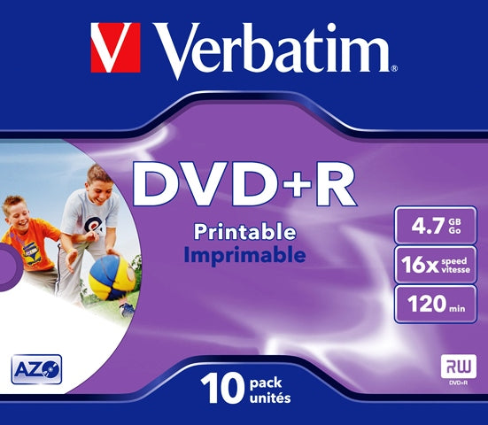 Verbatim 43508 DVD+R 16x, 4.7 GB, Jewel Case, printabil inkjet, 02394243508 023942435075