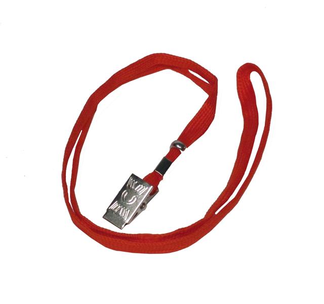 Office 82115_R Clips prindere cu snur textil,rosu, pentru ecusoane