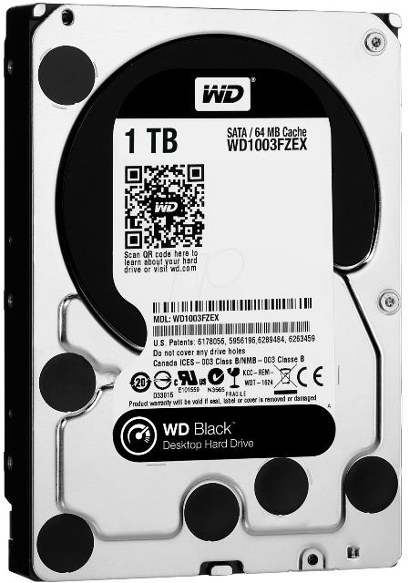 Western Digital WD1003FZEX Caviar Black HDD 1TB, 7200rpm, 64MB cache, SATA 6GB/s, 718037786469