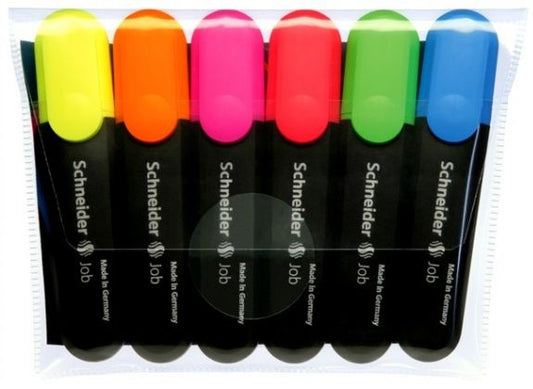 Schneider 3038 JOB Set 6 textmarkere fluorescente galben, portocaliu, roz, verde, rosu, albastr, 4004675021359
