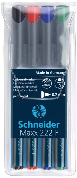 Schneider 2355 MAXX 222 F Set 4 markere OHP varf fin 0.7mm, permanent, 4004675001900