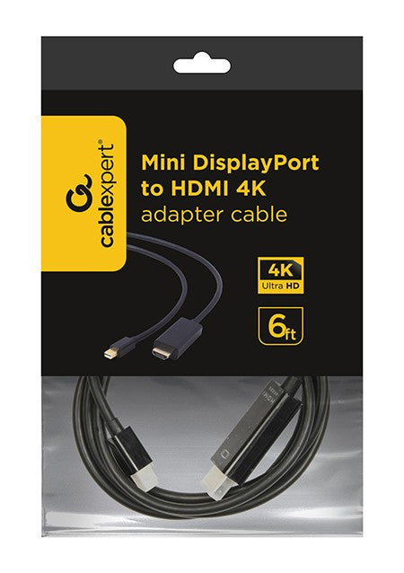 Gembird CC-mDP-HDMI-6 Cablu Mini-DisplayPort (T) la HDMI (T), 4K UHD (3840 x 2160), 1.8m, negru, 8716309104173