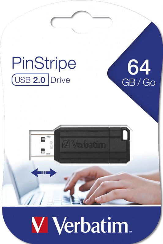 Verbatim 49065 Flash drive Store n Go PinStripe USB 2.0 64GB black, 02394249065