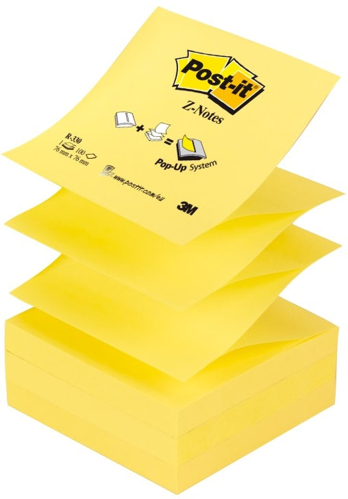 3M NOT035 Post-it 76x76mm Z-Notes Canary Yellow, desprindere in forma Z, 100 file/set, 3134375014304
