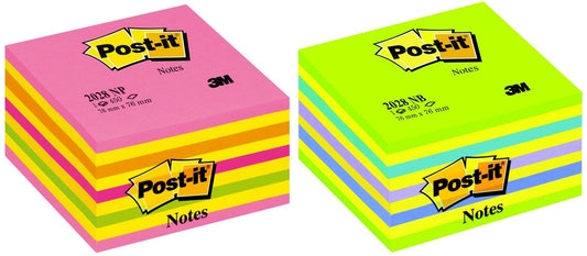 3M NOT072 Post-it NEON cub notes adeziv 76x76mm, 450 file/set mix culori neon, 401895872815 4001895871368 4001895872815