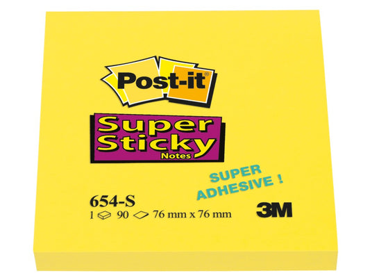 3M NOT029 Post-IT 76x76mm Super Sticky galben intens 90 file/set, 4001895877124