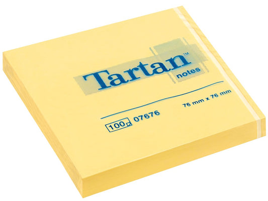 3M NOT081 Tartan notes adeziv 76x76mm galben pastel 100 file/set, 3134375060080