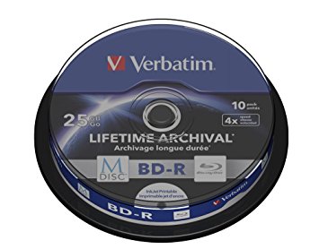 Verbatim 43825 Set 10 spindle M-DISC BD-R 25GB 4X INKJET PRINTABLE