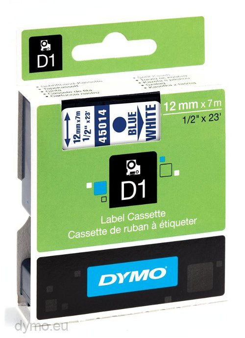 DYMO S0720540 D1 45014 Tape 12mm x 7m Blue on White