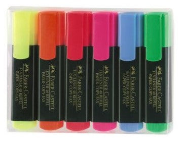 Faber-Castell FC154806 Set 6 buc textmarker 1548 fluorescent, pe baza de apa, 4005401548065