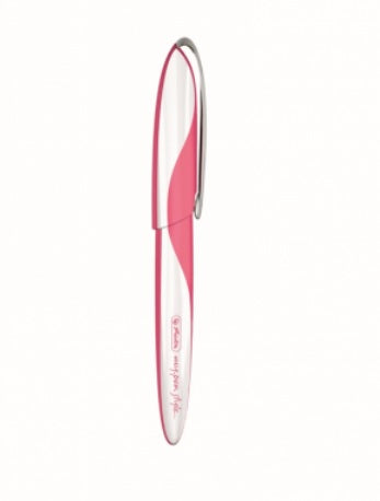 Herlitz 11357258 My.Pen Style Stilou, penita M, grip ergonomic soft toch, alb cu roz, 4008110486147