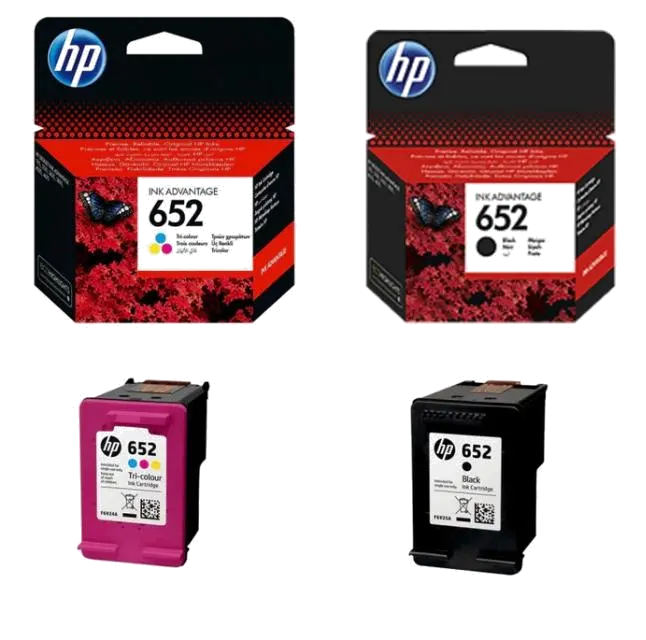 HP F6V25AE +F6V24AE Pachet cartuse 652 original-1 cartus negru F6V25AE + 1 cartus color F6V24AE
