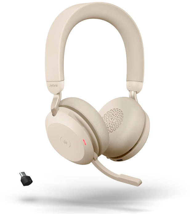Jabra 27599-989-898 Casca EVOLVE2 75 UC fara fir, Binaural, On-Ear, USB-C via Link 380c, Beige, 5706991024432