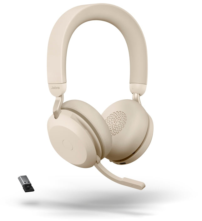 Jabra 27599-999-998 Casca EVOLVE2 75 MS fara fir, Binaural, On-Ear, USB-A via Link 380a, Beige, 5706991024319