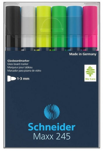 Schneider MKP034 Maxx 245 Set 6 markere pentru suprafete lucioase si tabla de sticla, 4004675136107